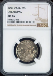 2008-D Oklahoma State Quarter NGC MS66 SMS Quality - Picture 1 of 2
