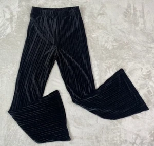 Pantalones para mujer Wild Fable de terciopelo negro acanalados cintura alta acampanados talla pequeña - Imagen 1 de 7