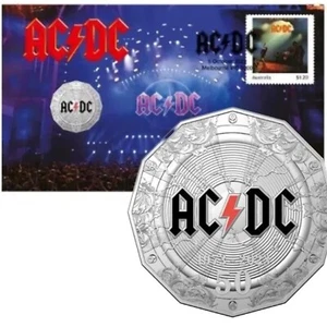 2023 Australian 50th Anniversary of AC/DC 50c Coin - PNC Stamp & Coin Cover - Bild 1 von 3