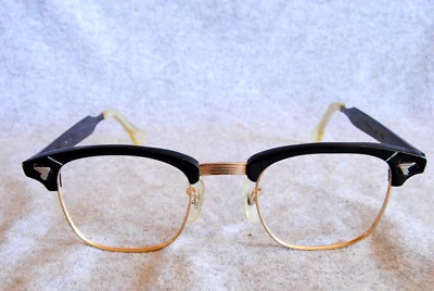 american optical eyeglass frames vintage sirmont 46-22-5-3/4 horn rim - Image 1 of 4