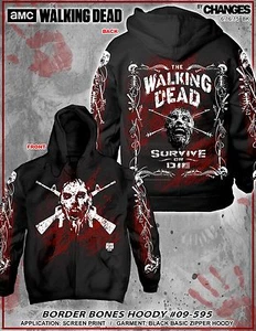 SUDADERA CON CAPUCHA THE WALKING DEAD BORDER BONES SOBREVIVE OR DIE RICK CARL ZOMBIE DARYL S-3XL - Imagen 1 de 3