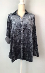 ANDREE by Unit Velvet Embroidered Button Blouse Tunic Shirt - Picture 1 of 10