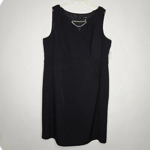 Le Bos Black Sleeveless Midi Dress Silver Front Chain Accent Plus Sz 22W - Picture 1 of 17