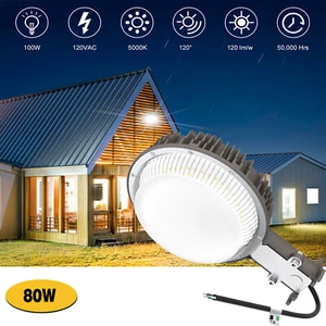 LED Barn Light 80W Dusk to Dawn Floodlight Outdoor Security Yard Area Light IP65 - Picture 1 of 12