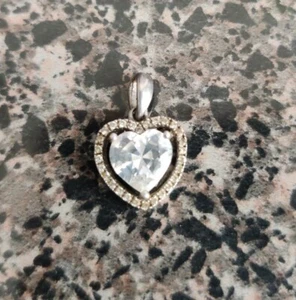 TRR 925 Sterling Silber Simulierter Stein Herzform Liebe Anhänger - Bild 1 von 4