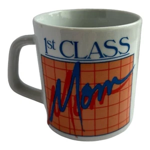 Vintage 80s First 1st Class Mom Coffee Mug Tea Cup Mother Gift Retro Flashback - Picture 1 of 6