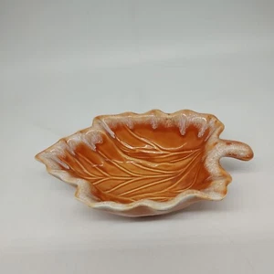 Vintage OVEN PROOF USA orange LEAF SHAPED BOWL DISH - Picture 1 of 4