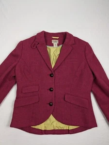 Blazer LL BEAN Mezcla Lana Espiga Tweed Mujer Talla 10 Rosa 3 Bolsillos con Botones - Imagen 1 de 10
