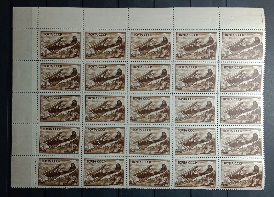 MNH stamps block USSR Russia 1946 Polikarpov airplane air post aviation - Image 1 of 1