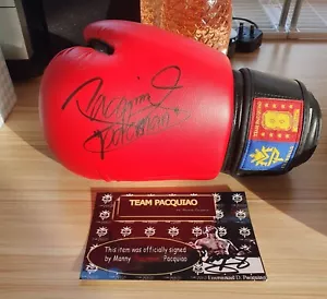MANNY PACQUIAO signierter Handschuh L/H rot 10oz... TEAM PACQUIAO CERT SHOP - Bild 1 von 3