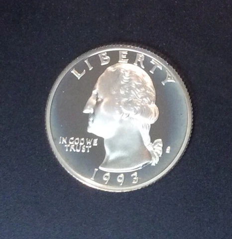 1993 S Silver Proof Washington Quarter 90% Silver Cover