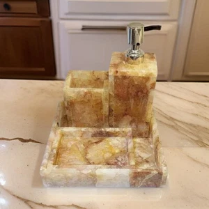 Golden Quarz Badezimmer Set 3-teilig Badaccessoires Luxus Hotel Dekore - Bild 1 von 9