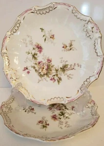 Vintage June Bride Luncheon Plate China Pink White Flower Scalloped Set of 2 - Picture 1 of 5