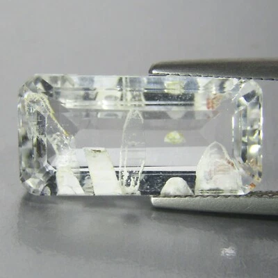 14.81Cts Raro Natural Increíble Topacio Blanco Corte Esmeralda Con Imagen De Imagen VDO " Foto 1 de 4