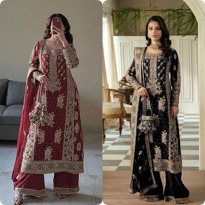 TUTA INDIANA PAKISTANA BELLISSIMA DESIGNER PARTY WEAR SHARA PLAZZO SALWAR KAMEEZ - Foto 1 di 7