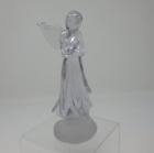 Figurine d'ange en verre serein tête inclinée et mains pliées sur la poitrine 6,4 pouces de haut