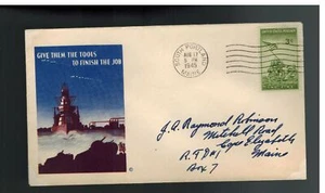 1945 USA Patriotic Cover Give them the tools to Finish Job South Portland Maine - Picture 1 of 1