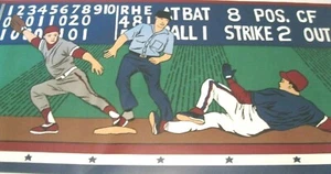 Wallpaper Border Boys BaseBall Players Green Navy Blue Wall 5047 NIP - Picture 1 of 4
