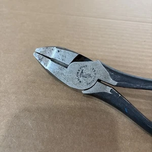 VINTAGE M KLEIN & SONS TOOLS USA 213-9NE LINEMAN PLIERS USA DATE CODE RM SM NICE - Picture 1 of 6