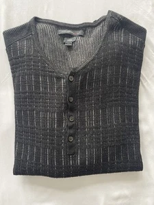 John Varvatos Luxe Artisan Henley Wool Charcoal Black Sweater Men’s XL - Bild 1 von 8