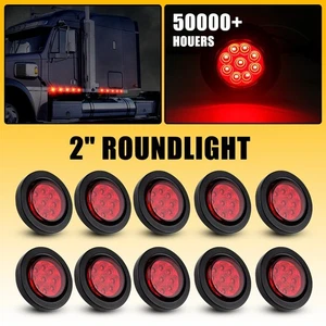 10PCS LED Truck 2" Trailer Side Marker Round Bullet Red Light Clearance Lamps US - Picture 1 of 16