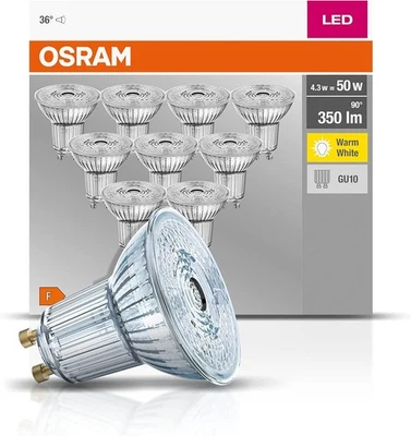 Osram Base PAR16 LED-Reflektorlampe mit GU10-Sockel 4.3 W Warmweiß 10 Stück - Bild 1 von 4