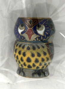 Chinese Blue Cloisonne Owl Toothpick Holder - Picture 1 of 2