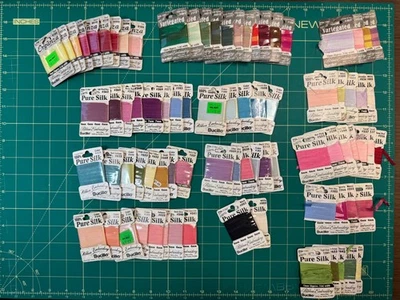 Lote de 82 Cinta Bordada Bucilla 100% Pura Seda y Organza Nueva y Usada Foto 1 de 4