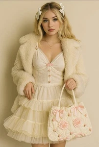 NWT Hot Topic White Lace Strap Rosette Women’s Cami Size XL Coquette Feminine - Picture 1 of 5