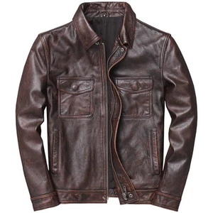 Chaqueta de cuero PU de solapa corta para hombre Chaquetas de cuero coreanas ajustadas para motocicleta - Imagen 1 de 14