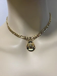 Cowgirl Hut Anhänger Halskette goldfarben, 16 Zoll - Bild 1 von 10