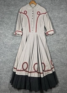 Abito vintage anni 40 50 rockabilly western swing taglia 16 cotone fatto a mano festa - Foto 1 di 24