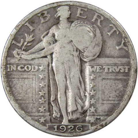 1926 Standing Liberty Quarter VG Very Good 90% Silver 25c US Type Coin Cover