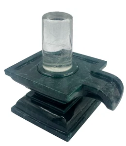 5.5 Inches Hand Carved Composite Aventurine & Crystal Sphatik Shiva Lingam Idol - Picture 1 of 6