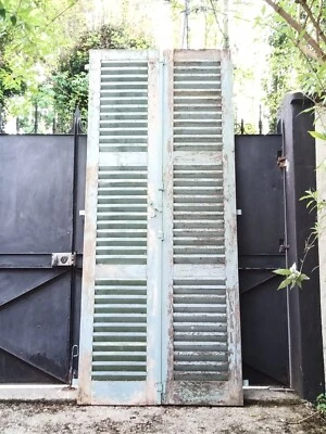 250 x 52 cm (x2) Paire de grands volet persienne en bois - Photo 1/4