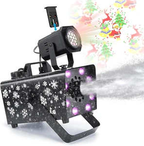 Upgraded 800W Snow Machine with 8 LED RGB Lights, LED Projection, and 2 Wire... - Picture 1 of 1