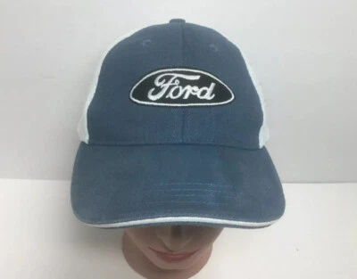 Licensed Ford Logo Hat Blue White Mesh-back strap-back Baseball Trucker Cap Foto 1 de 4