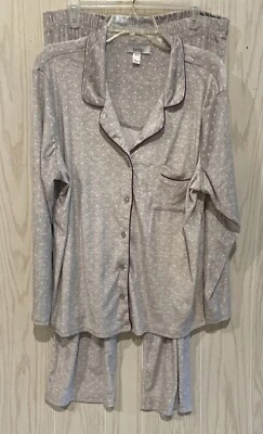 Conjunto de 2 pantalones de pijama Nicole Miller aterciopelado suave polar XXL 2XL gris lunares Foto 1 de 4