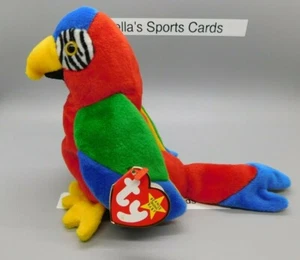 TY Beanie Babys Papagei Vogel Jabber Plüschtier Kuscheltier FEHLER 1997 1998 - Bild 1 von 4