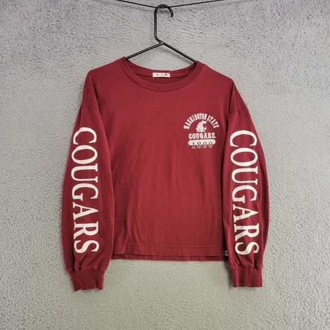Washington State Cougars Shirt Womens M Medium Dark Red Long Sleeve College Cover