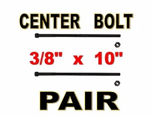 Leaf Spring Center Bolt Pin - 3/8" x 10" (PAIR) Fine Threaded Leaf Bolts w/ Nuts - Picture 1 of 3