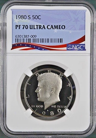 1980-S Proof Kennedy Half, Graded PF70UC by NGC ~ NEW Patriotic OSR Label! Cover