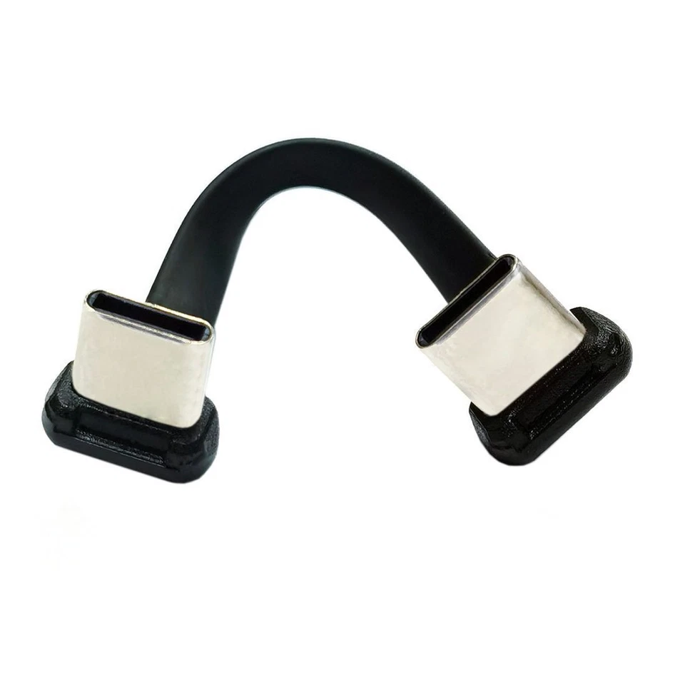 USB C Short Flat 90 Degree Angled PD 65W Fast Charge Data Extension Cable 70MM - Image 1 of 4