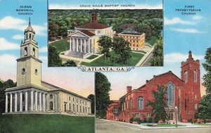 Postcard Multiview Churches Atlanta Georgia GA - Picture 1 of 2