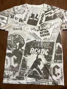 AC/DC Tour History Rockware AOP Concert T-Shirt ~ Size Small V Neck - Picture 1 of 2