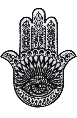 HAMSA EMBROIDERED PATCH Iron-On HAND of FATIMA EVIL EYE KHAMSAH SPIRITUAL SYMBOL - Image 1 of 3