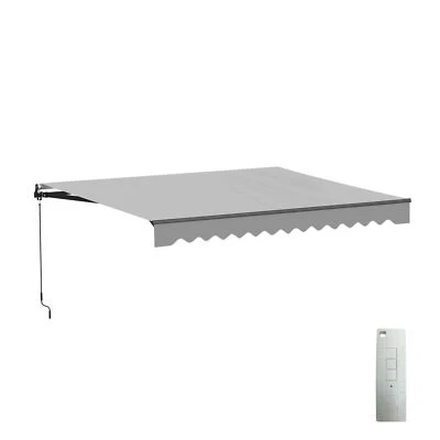 ALEKO Motorized Retractable 12 x 10 ft Home Patio Canopy Awning Silver Grey - Image 1 of 4