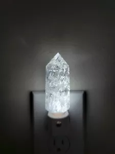 Crackle Quartz Tower Crystal Night Light Wall Plug In with LED Light Sensor - Picture 1 of 6
