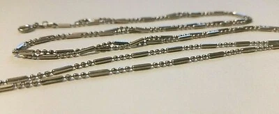 HERMOSO COLLAR DE ESLABONES DE BARRA DE CUENTAS ENCHAPADO EN ORO BLANCO DE 18 KGP 34,5" de largo 2 mm Foto 1 de 4