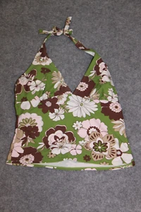 TANKINI OBERTEIL GRÖSSE 42 GRÜN BRAUN GEMUSTERT(BLUMEN) MIT PADS - Bild 1 von 2